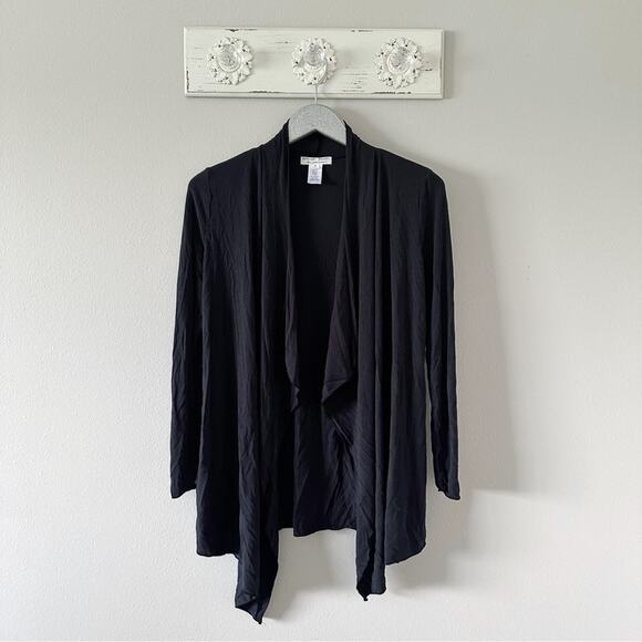 Barefoot Dreams Tops - Barefoot Dreams Luxe Jersey Black Drape Cardigan
